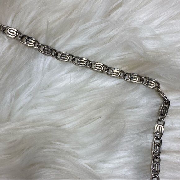 Vintage silver tone long chain necklace s shape serpentine clasp no markings - Picture 5 of 7
